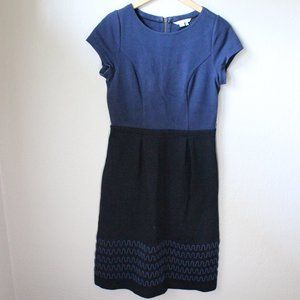 Black and Blue Boden Dress Zipper Closure Wave Design on Skirt Size 6